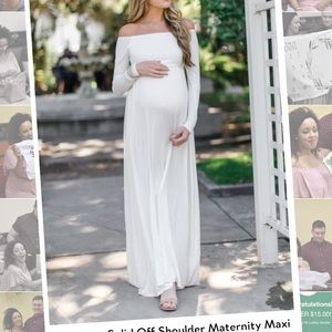 PInk Blush WHITE MAXI MATERNITY DRESS!